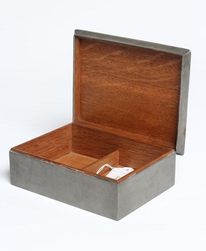 A TUDRIC PEWTER BRIDGE CARD BOX of plain oblong form Image