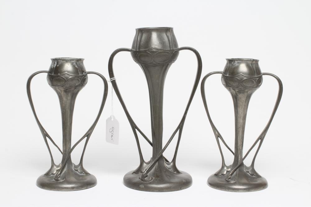 ARCHIBALD KNOX FOR LIBERTY - A TUDRIC PEWTER TULIP VASE Image