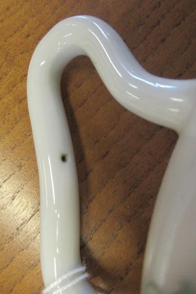 A CHINESE PORCELAIN SMALL COFFEE POT AND COVER of baluster form with ear shaped handle Image