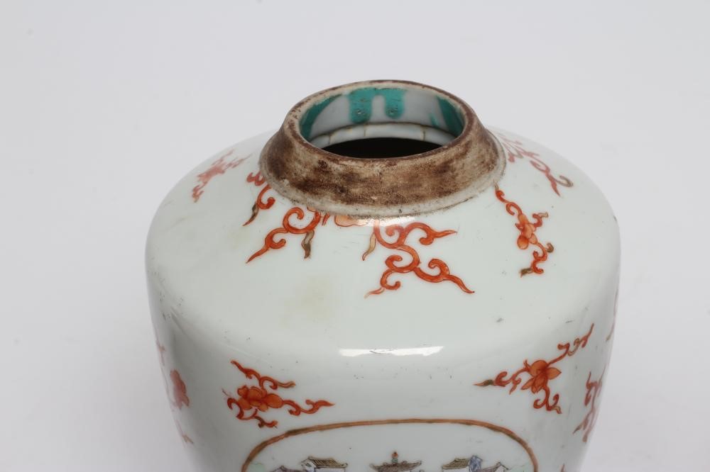 A CHINESE PORCELAIN SMALL COFFEE POT AND COVER of baluster form with ear shaped handle Image