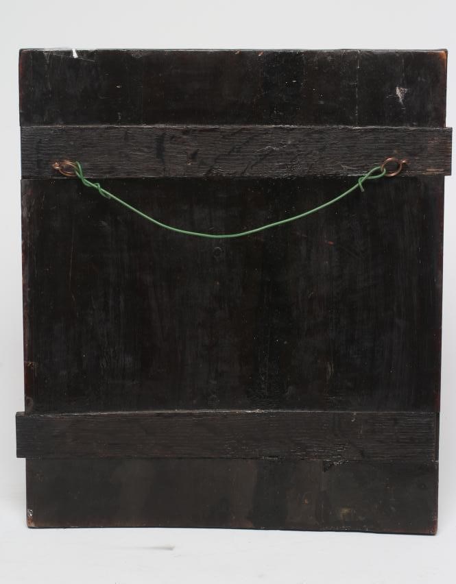 A RUSSIAN ICON, 19th century, the image in green and scarlet robes against a gold ground with Image