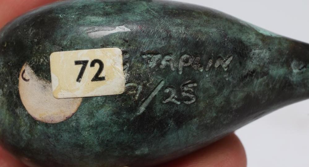 GUY TAPLIN (b.1939) 'Pintale Preening', limited edition miniature bronze 9/25, signed, 3 ½ wide Image