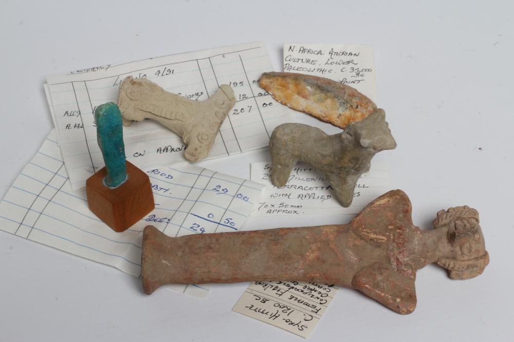 A COLLECTION OF NORTH AFRICAN AND SYRO-HITTITE ANTIQUITIES comprising of a terracotta bull with Image