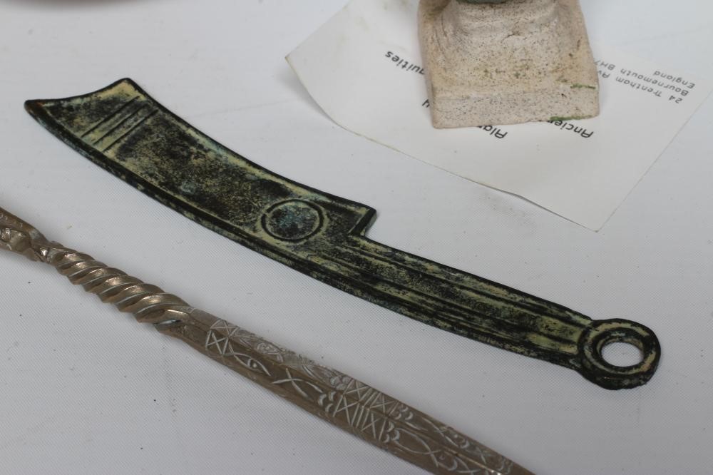 A COLLECTION OF ANTIQUITIES comprising of a Roman terracotta two handled baluster shaped vase Image