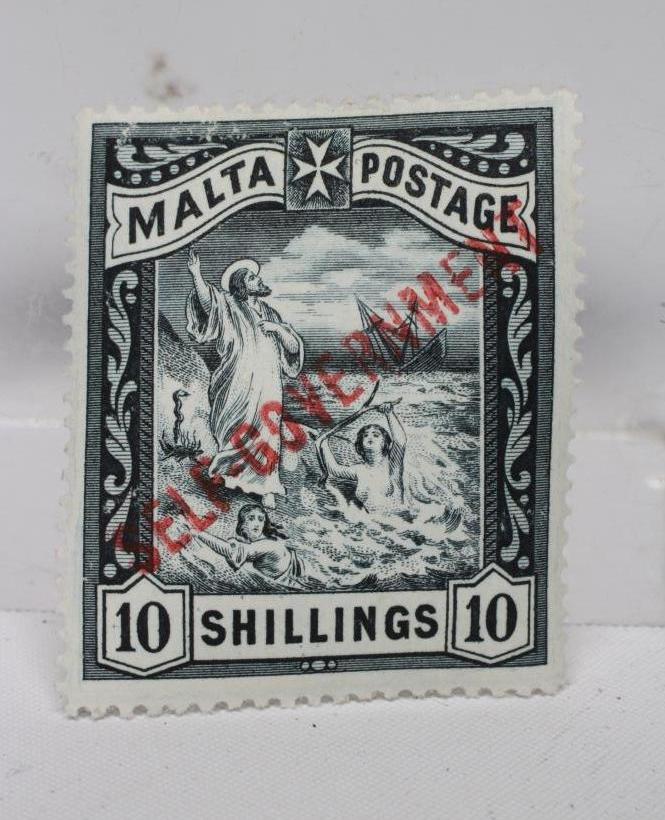 1922 MALTA 10 SHILLING BLUE/BLACK, fine mint (Est. plus 24% premium inc. VAT) Image
