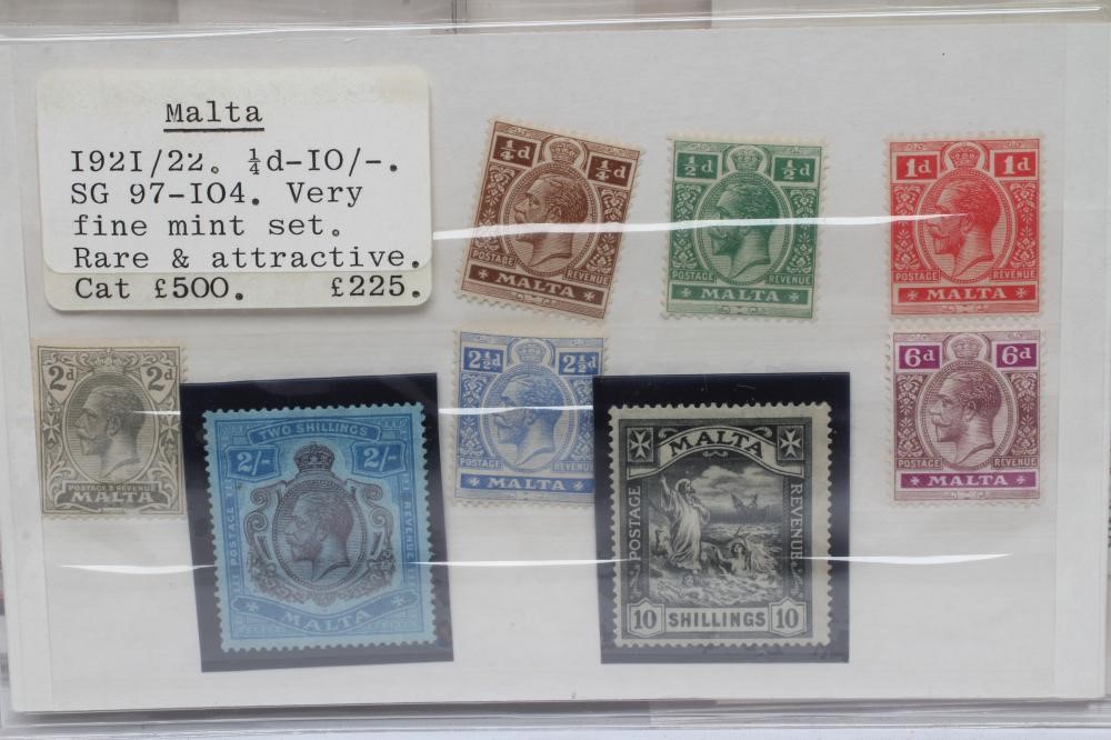 GIBRALTAR AND MALTA STAMPS, collection of George V stamps on six stock cards including 1921/22 Image