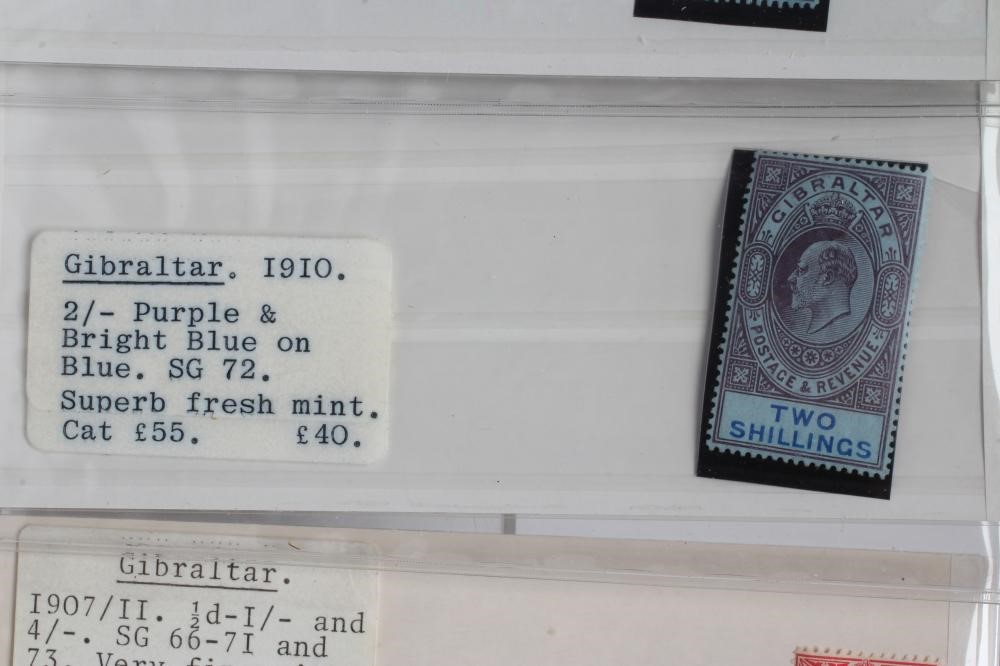 GIBRALTAR STAMPS, interesting Edward VII collection of four stock cards (Est. plus 24% premium inc. Image