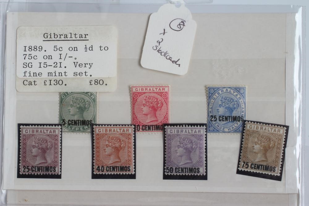 1889 GIBRALTAR STAMPS, Queen Victoria collection on two stock cards including 1889 2d brown/purple, Image