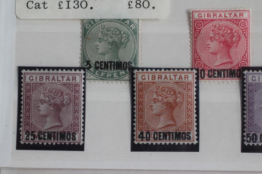 1889 GIBRALTAR STAMPS, Queen Victoria collection on two stock cards including 1889 2d brown/purple, Image