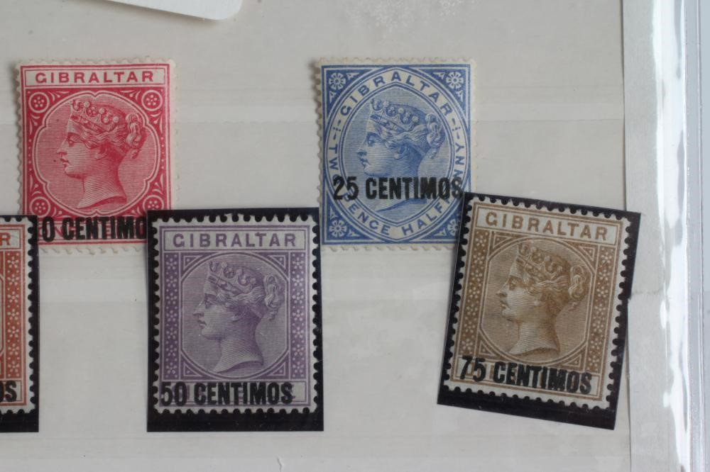 1889 GIBRALTAR STAMPS, Queen Victoria collection on two stock cards including 1889 2d brown/purple, Image