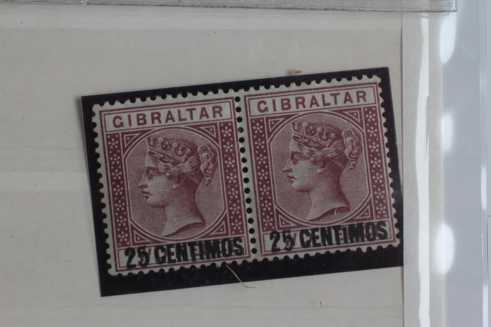 1889 GIBRALTAR STAMPS, Queen Victoria collection on two stock cards including 1889 2d brown/purple, Image