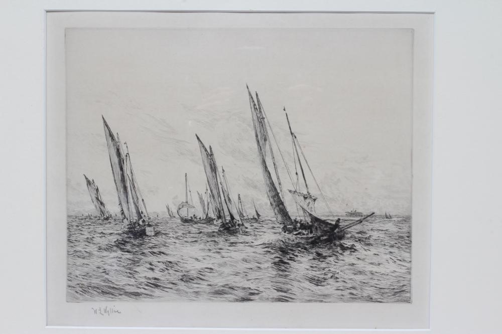 WILLIAM LIONEL WYLLIE (1851-1931) Sailing boats racing, signed in pencil in the margin lower left, Image