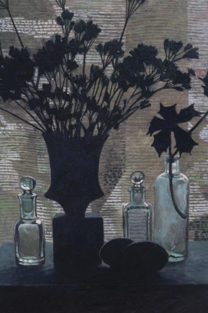 ARTHUR BAGLEE (b.1947) "Still Life with Curtain", signed, inscribed to reverse, watercolour,10" x Image