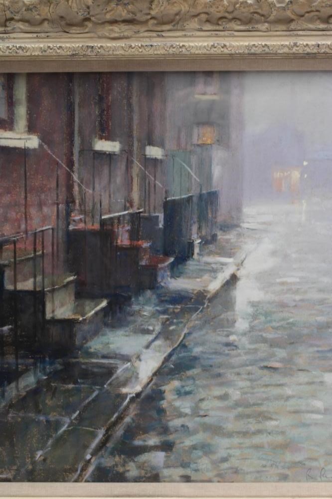 BRITISH SCHOOL (20th century) Street Scene at Dusk, indistinctly signed, pastel, 17" x 21", framed Image