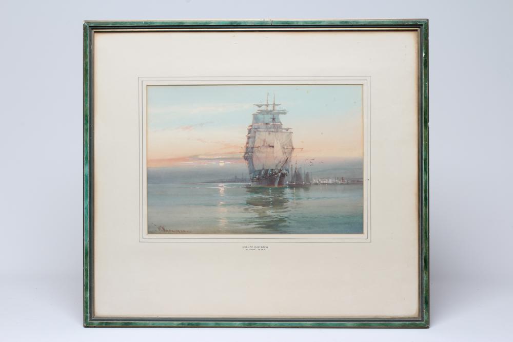 WILLIAM KNOX (1862-1925) Calm Waters, signed lower left, watercolour and gouache, 10" x 14", framed Image