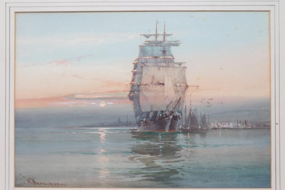 WILLIAM KNOX (1862-1925) Calm Waters, signed lower left, watercolour and gouache, 10" x 14", framed Image