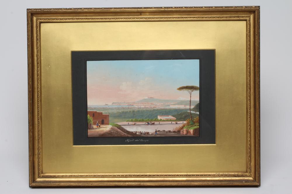 NEAPOLITAN SCHOOL (19th century) Napoli dal Campo, inscribed with title, gouache, 6 1/2" x 9 1/2" Image