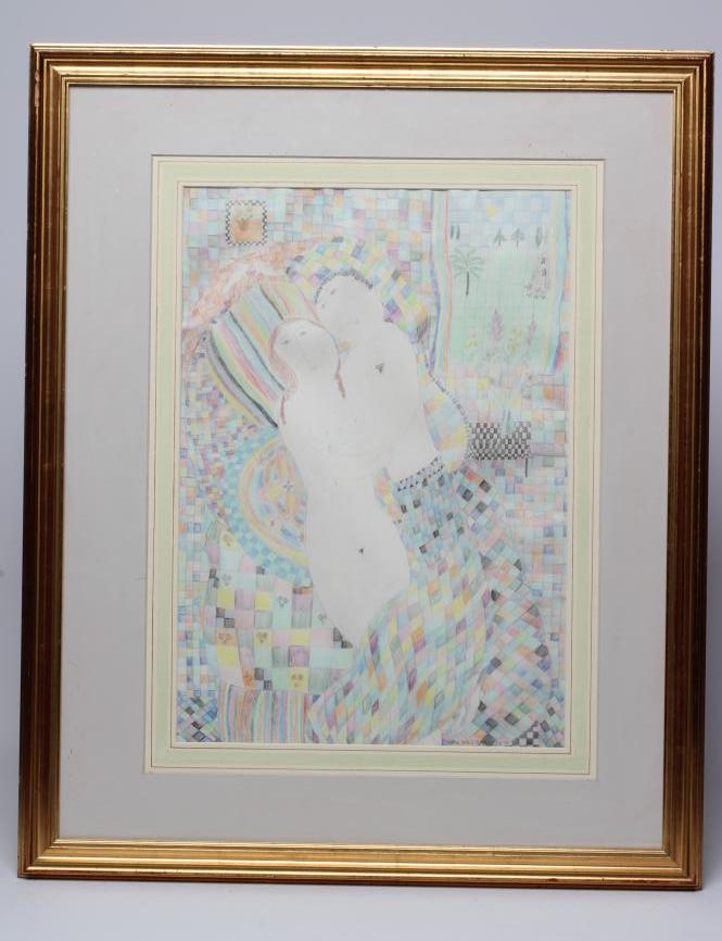 DORA HOLZHANDLER (1928-2015) Lovers with Scottish landscape, signed lower right, dated '91, pencil Image