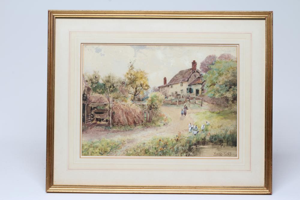 HENRY JOHN YEEND KING (1855-1924) Village scene with geese by a pond, signed lower right, Image