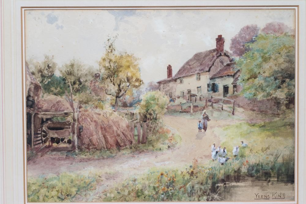 HENRY JOHN YEEND KING (1855-1924) Village scene with geese by a pond, signed lower right, Image