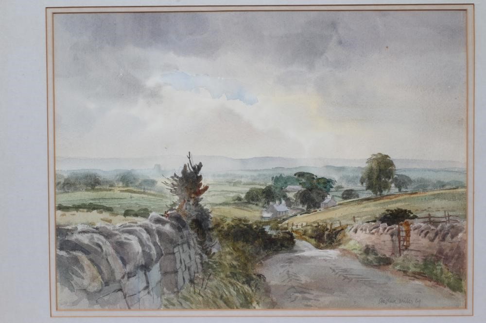 ARTHUR MILES (1905-1987) Prospect from Llantrithyd, signed lower right and dated 69, watercolour, Image