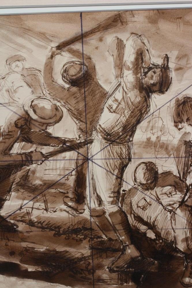 ATTRIBUTED TO EDWARD ARDIZZONE (1900-1979) Battle scene, pen and ink, watercolour, 7" x 10", Image