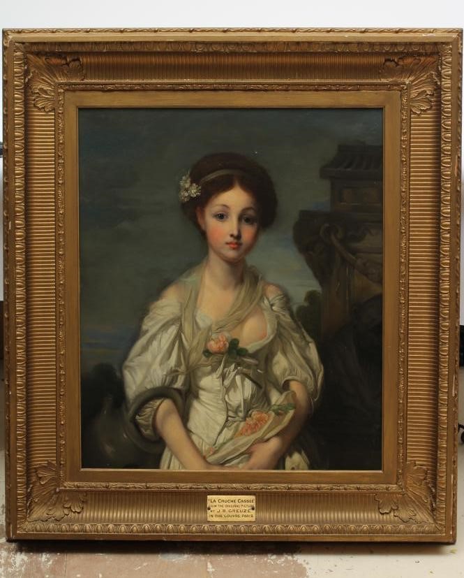 AFTER JEAN BAPTISTE GREUZE (French 1725-1805), 19th century, "La Cruche Cassee" (The Broken Image