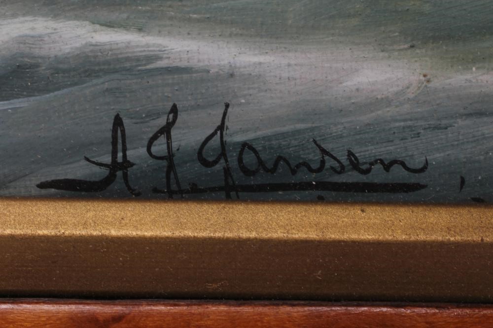 ALFRED J JANSEN (Dutch 1859-1935) Portrait of the Steamship Tinto, signed, oil on canvas,14" x 19 Image