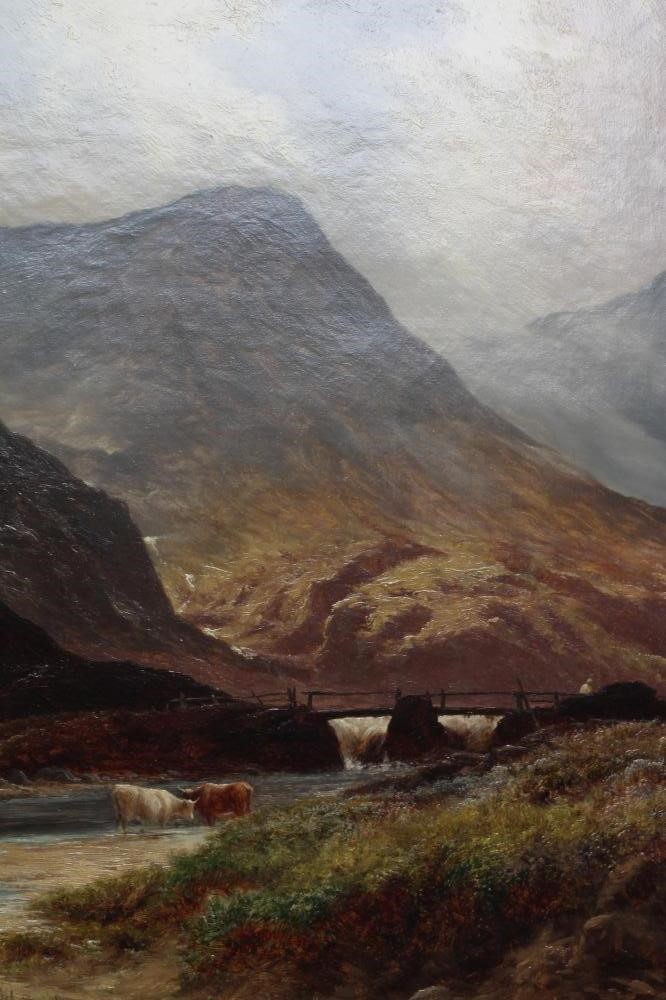 BRITISH SCHOOL (19th century) Extensive landscape with cattle and hills, oil on canvas, 24" x 36", Image