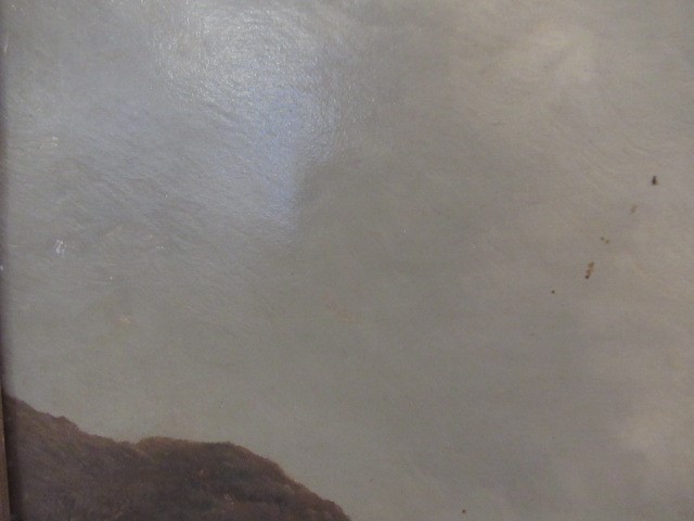 BRITISH SCHOOL (19th century) Extensive landscape with cattle and hills, oil on canvas, 24" x 36", Image