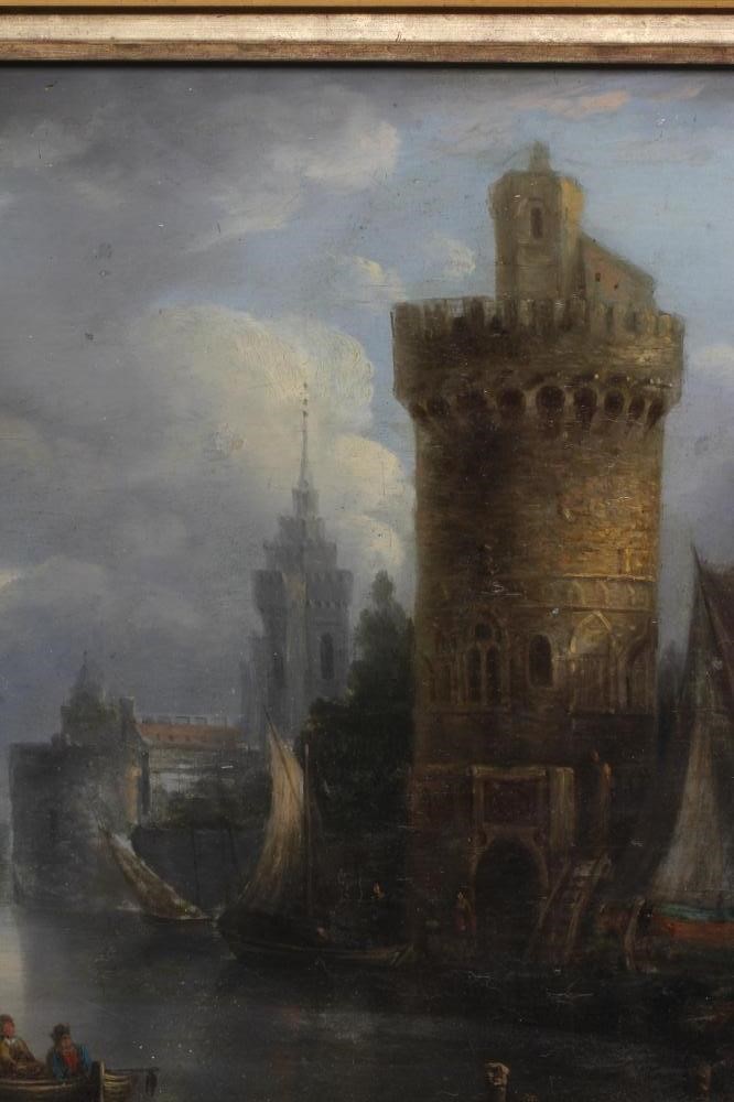 CONTINENTAL SCHOOL (late 19th century) View of Bruges, oil on panel, 12" x 18", framed (Est. plus Image