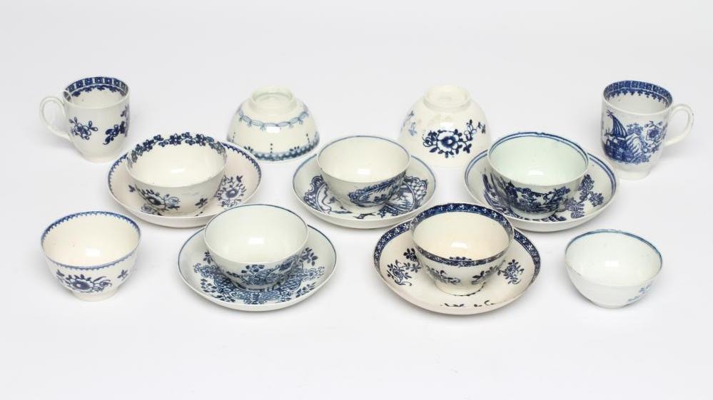 A COLLECTION OF PENNINGTON'S PORCELAIN, c.1770's, all decorated in underglaze blue and comprising Image