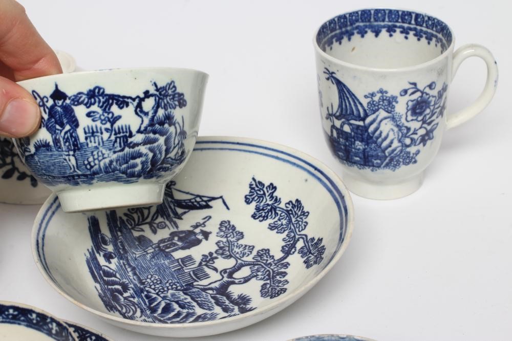 A COLLECTION OF PENNINGTON'S PORCELAIN, c.1770's, all decorated in underglaze blue and comprising Image