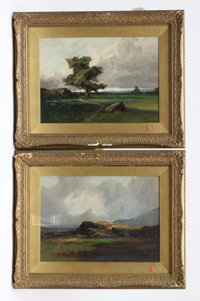 FRANK THOMAS CARTER (1853-1934) Moorland Scenes, a pair, oil on board, signed, 13" x 18", gilt Image
