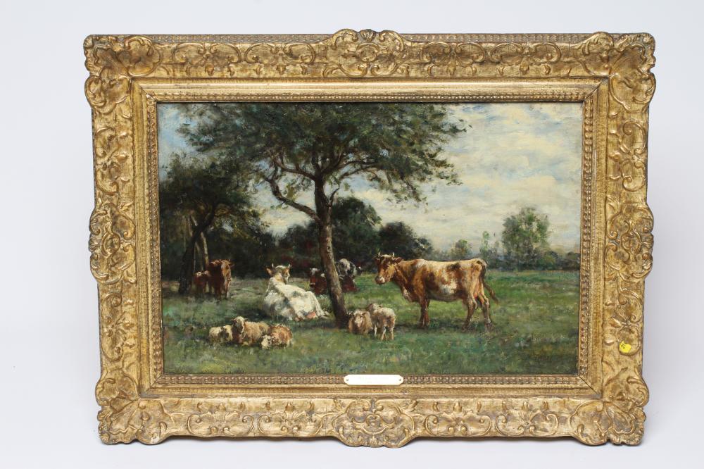 MARK FISHER (1841-1923) Sussex Pastoral, Steyning, signed lower right, dated '74, oil on canvas, 12" Image