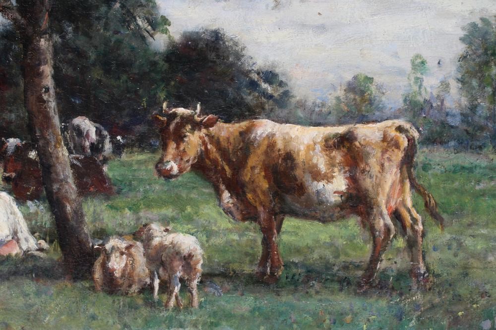 MARK FISHER (1841-1923) Sussex Pastoral, Steyning, signed lower right, dated '74, oil on canvas, 12" Image