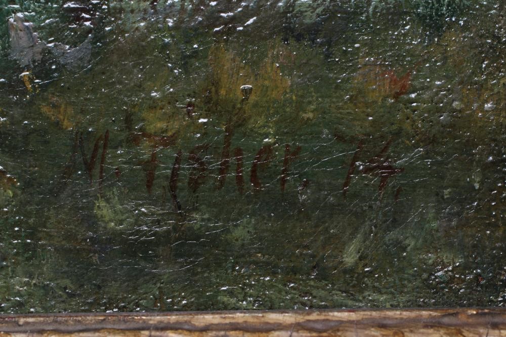 MARK FISHER (1841-1923) Sussex Pastoral, Steyning, signed lower right, dated '74, oil on canvas, 12" Image