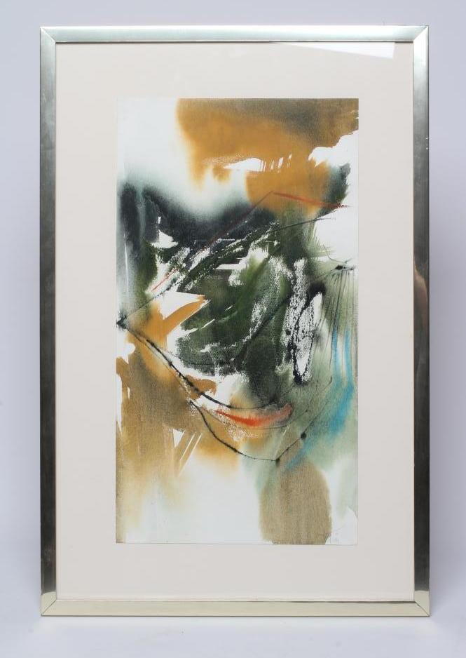 WILLY TIRR (1915-1991) "Autumn III", signed, watercolour, 18" x 9 ¾", aluminium frame (subject to Image