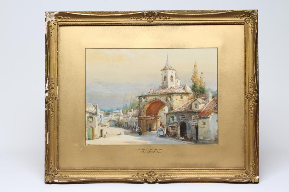 NOEL HARRY LEAVER (1889-1951) Evening at St Lo, signed lower left, watercolour, 10 1/2" x 14", Image