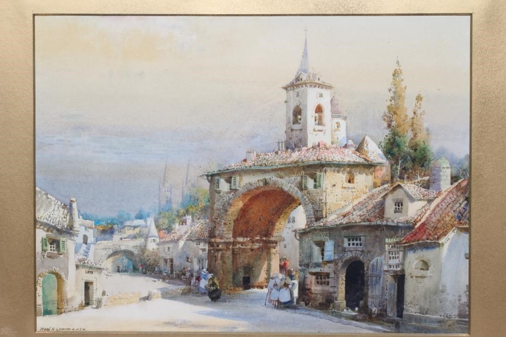 NOEL HARRY LEAVER (1889-1951) Evening at St Lo, signed lower left, watercolour, 10 1/2" x 14", Image