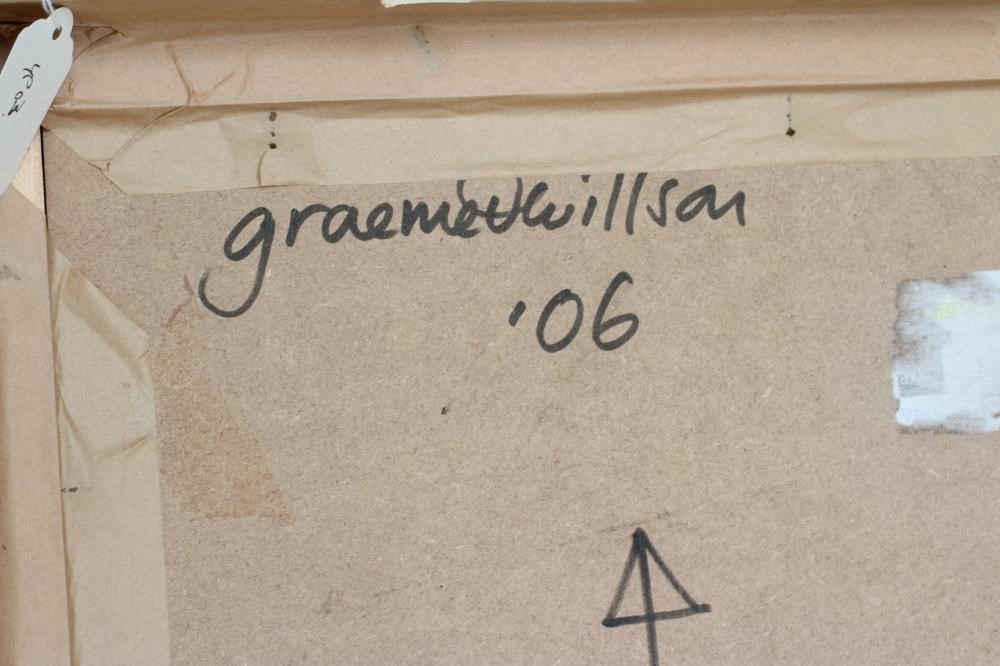 GRAEME WILLSON (1951-2008) Untitled, signed to reverse and dated 1906, mixed media on board, 23" x Image