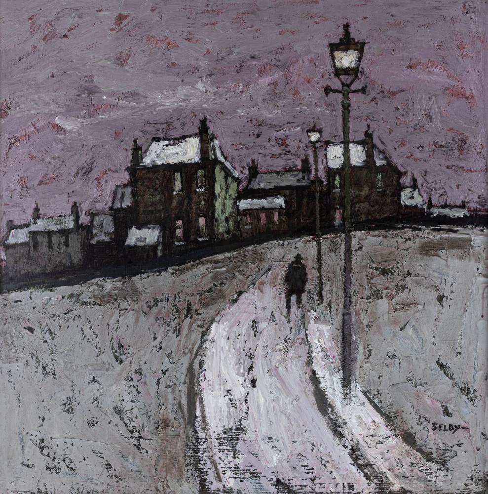 WILLIAM SELBY (b.1933), "Winter", signed, inscribed to reverse, oil on board, 30 1/4" x 30 1/4", Image