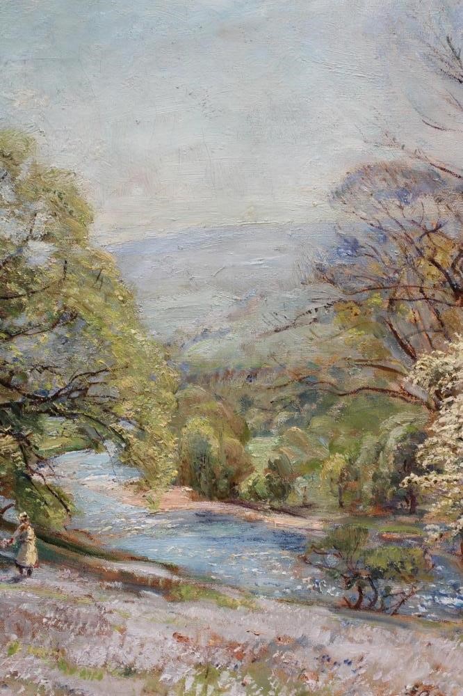 HERBERT F ROYLE (1870-1954) Picking flowers in the Wharfedale Valley Image
