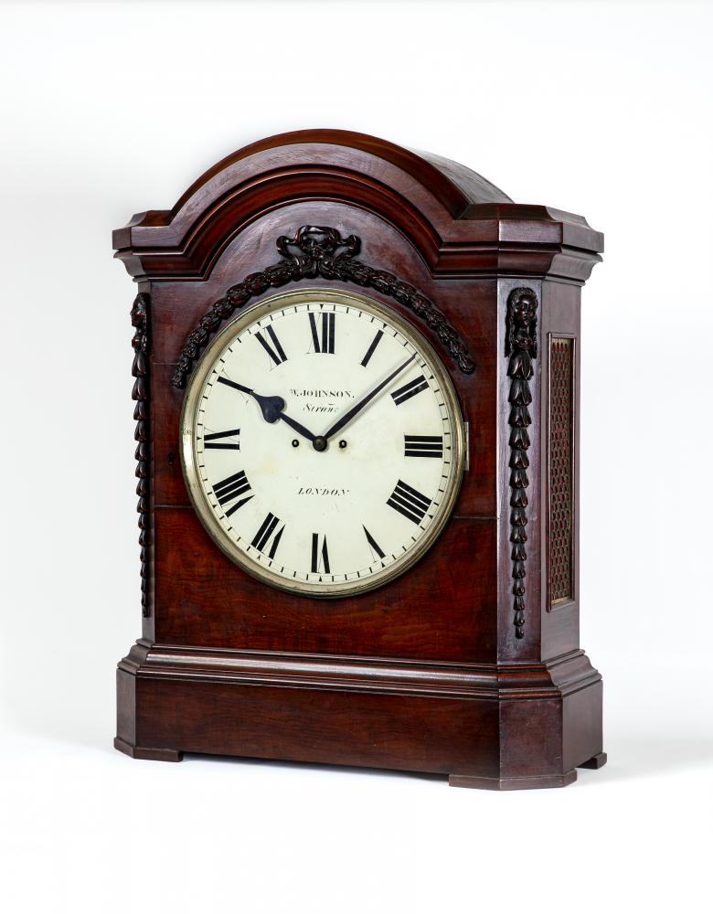A LARGE AND IMPRESSIVE VICTORIAN MAHOGANY BRACKET CLOCK by Samuel Johnson The Strand London Image