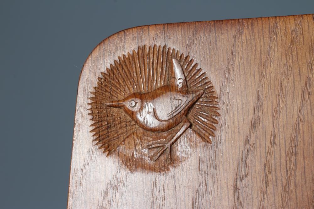 A BOB HUNTER (THIRLBY) OAK WALL PLATE RACK, comprising two shelves tenoned into tapering ends, Image