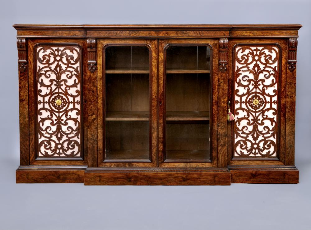 A VICTORIAN BURR WALNUT CREDENZA Image