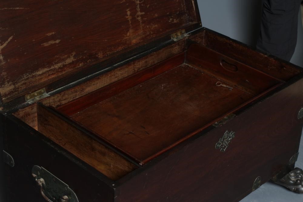 A BRASS MOUNTED CAMPHOR WOOD SILVER CHEST Image