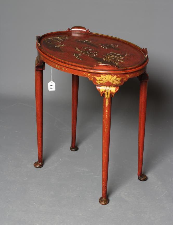 A SMALL CHINOISERIE RED LACQUERED TABLE Image