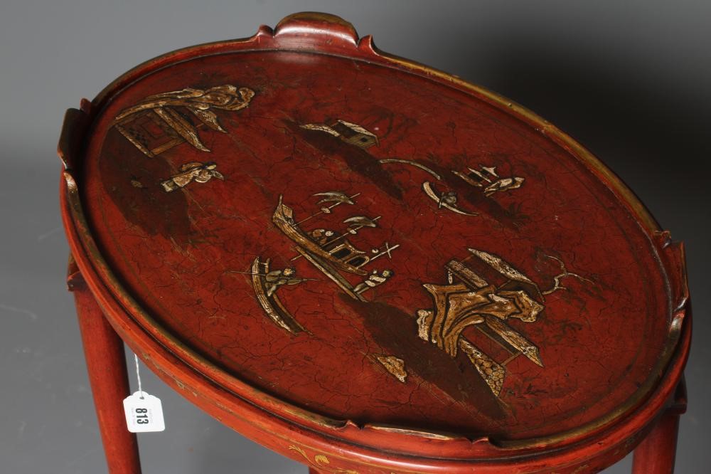 A SMALL CHINOISERIE RED LACQUERED TABLE Image