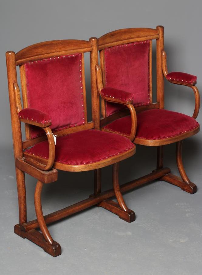 A PAIR OF J KHON BENTWOOD THEATRE SEATS, early 20th century, to match previous lot (Est. plus 24% Image